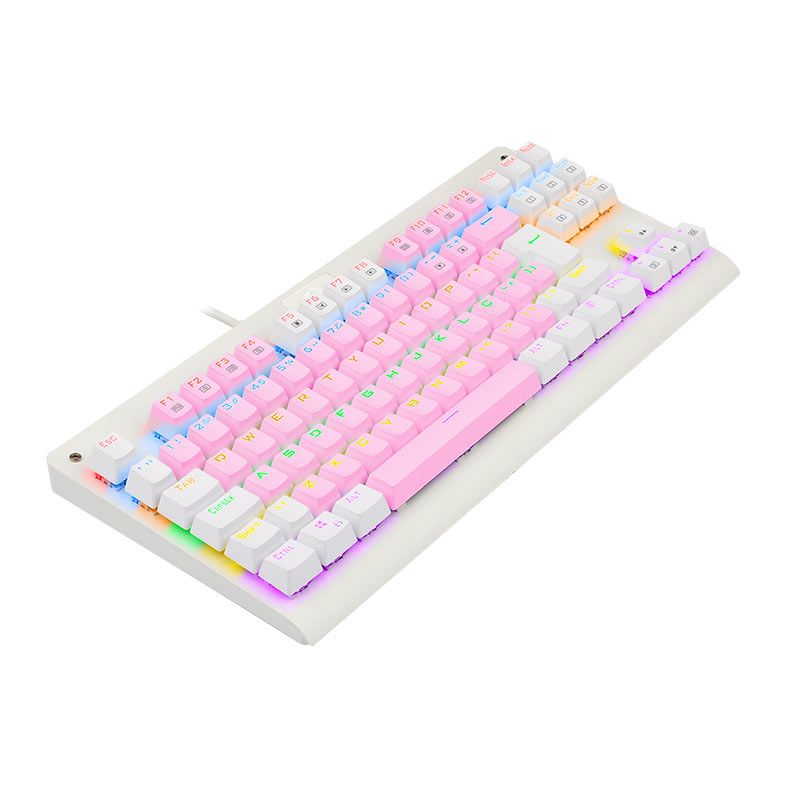 Teclado Mecanico Gamer Redragon Dark Avenger, Rainbow, Switch Azul, Rosa e Branco, K568PW-R-PT-BLUE