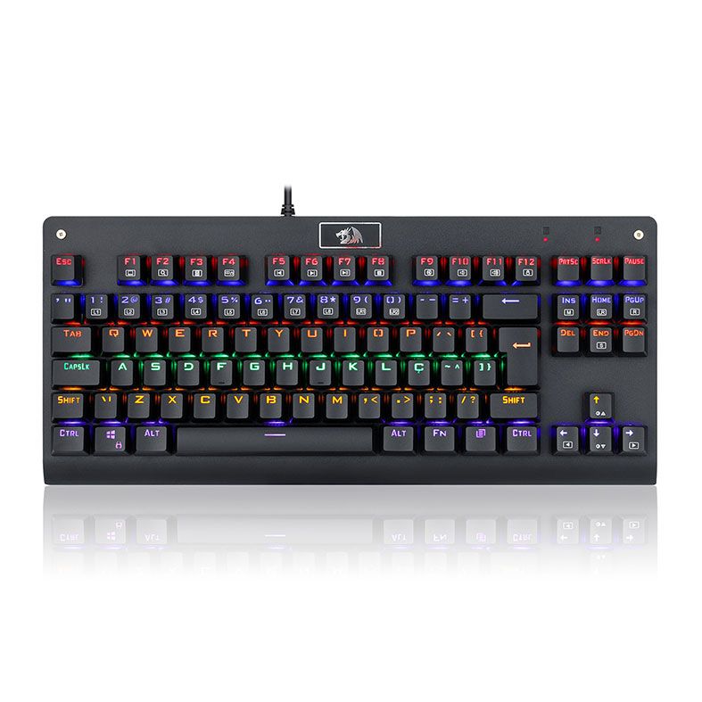 Teclado Mecanico Redragon Dark Avenger Preto Rainbow Switch Vermelho, K568R-PT-RED