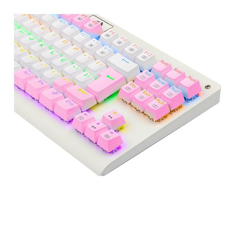 Teclado Mecanico Gamer Redragon Dark Avenger, Rainbow, Switch Azul, Branco e Rosa, K568WP-R-PT-BLUE