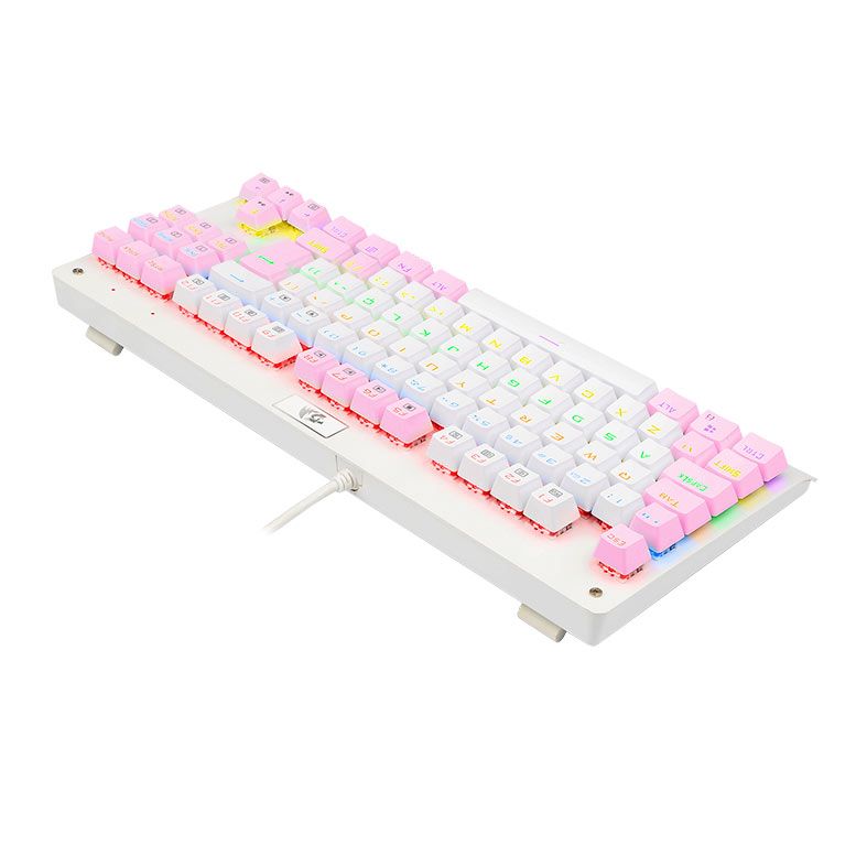 Teclado Mecanico Gamer Redragon Dark Avenger, Rainbow, Switch Azul, Branco e Rosa, K568WP-R-PT-BLUE
