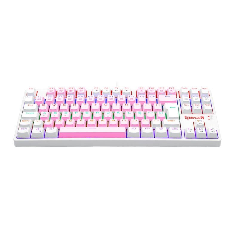 Teclado Mecanico Gamer Redragon Daksa, Rainbow, ABNT2, Switch Marrom, Rosa e Branco, K576PW-R-PT-BROWN