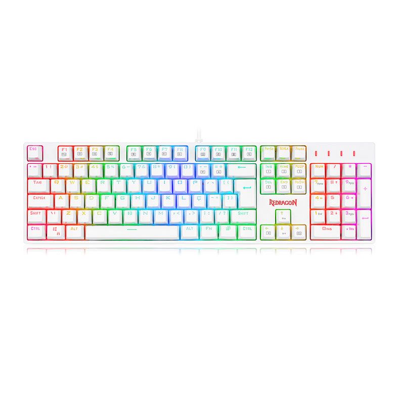 Teclado Mecanico Gamer Redragon Surara-Pro, RGB, Switch Marrom, Branco, K582W-RGB-PRO-BROWN