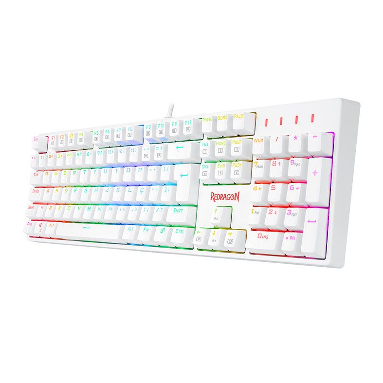 Teclado Mecanico Gamer Redragon Surara-Pro, RGB, Switch Marrom, Branco, K582W-RGB-PRO-BROWN