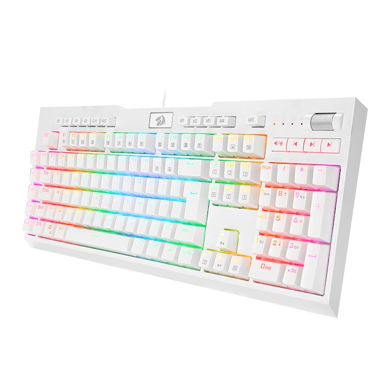 Teclado Opto-Mecanico Redragon Brahma PRO, RGB, Switch Azul, Branco, K586W-RGB-PRO-PT-BLUE