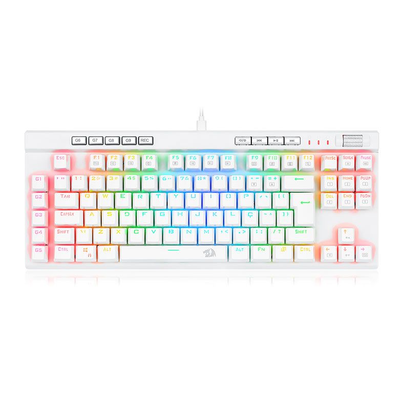 Teclado Mecanico Gamer Redragon Magic-Wand Pro, RGB, Switch Marrom, Branco, K587W-RGB-PRO BROWN