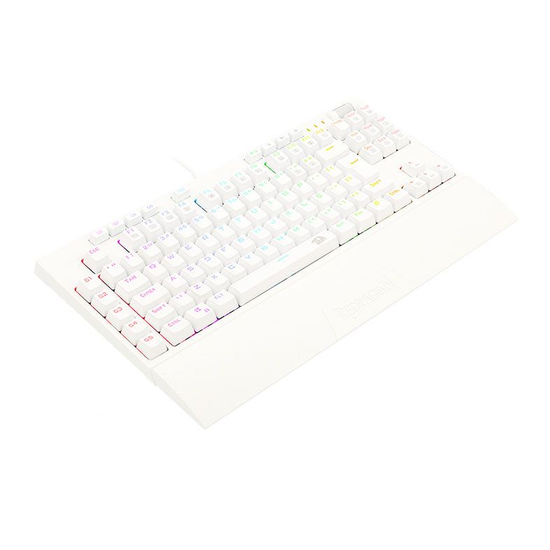 Teclado Mecanico Gamer Redragon Broadsword Pro, RGB, ABNT, Switch Marrom, Branco, K588W-RGB-PRO-PT-BROWN