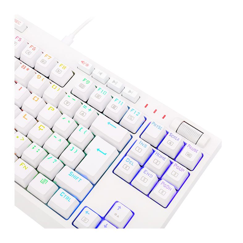 Teclado Mecanico Gamer Redragon Broadsword Pro, RGB, ABNT, Switch Marrom, Branco, K588W-RGB-PRO-PT-BROWN
