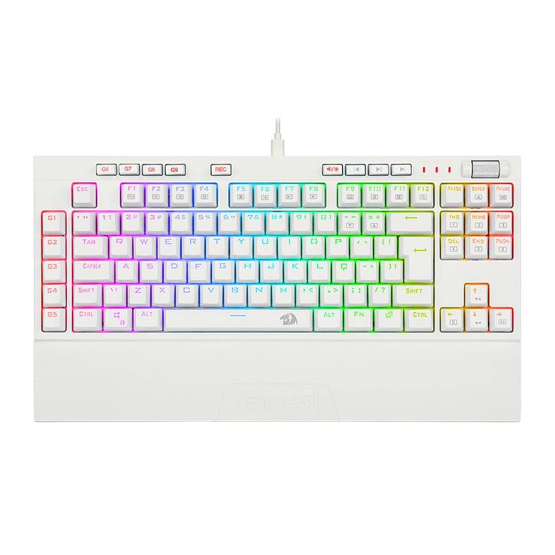 Teclado Opto-Mecanico Redragon BroadSword PRO, RGB, ABNT2, Switch Vermelho, Branco, K588W-RGB-PRO-PT-RED