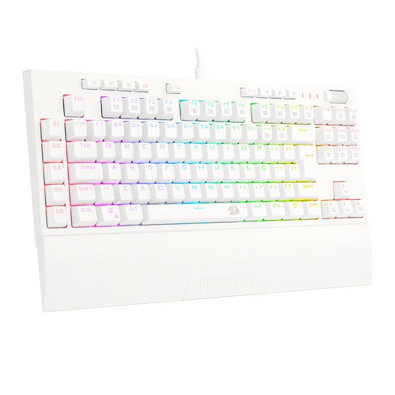 Teclado Opto-Mecanico Redragon BroadSword PRO, RGB, ABNT2, Switch Vermelho, Branco, K588W-RGB-PRO-PT-RED