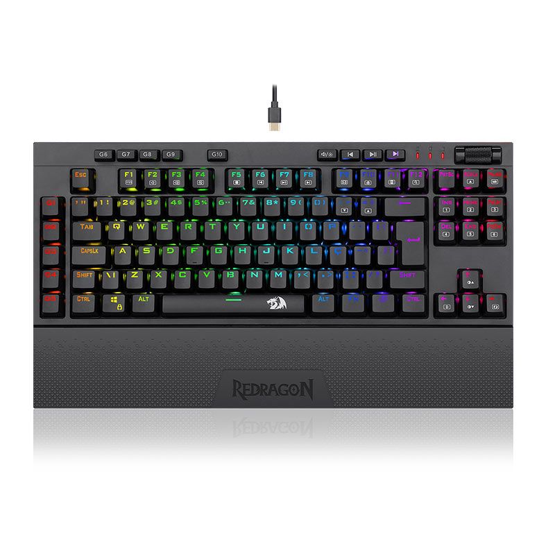 Teclado Mecanico Redragon Vishnu, RGB, ABNT2, Wireless, Switch Vermelho, Preto, K596RGB PT-RED
