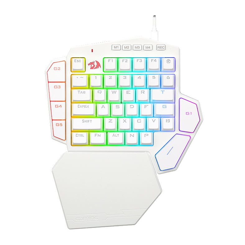 Teclado Mecanico Gamer Redragon Ditix One-Hand, RGB, Switch Azul, Branco, K601W-RGB-BLUE