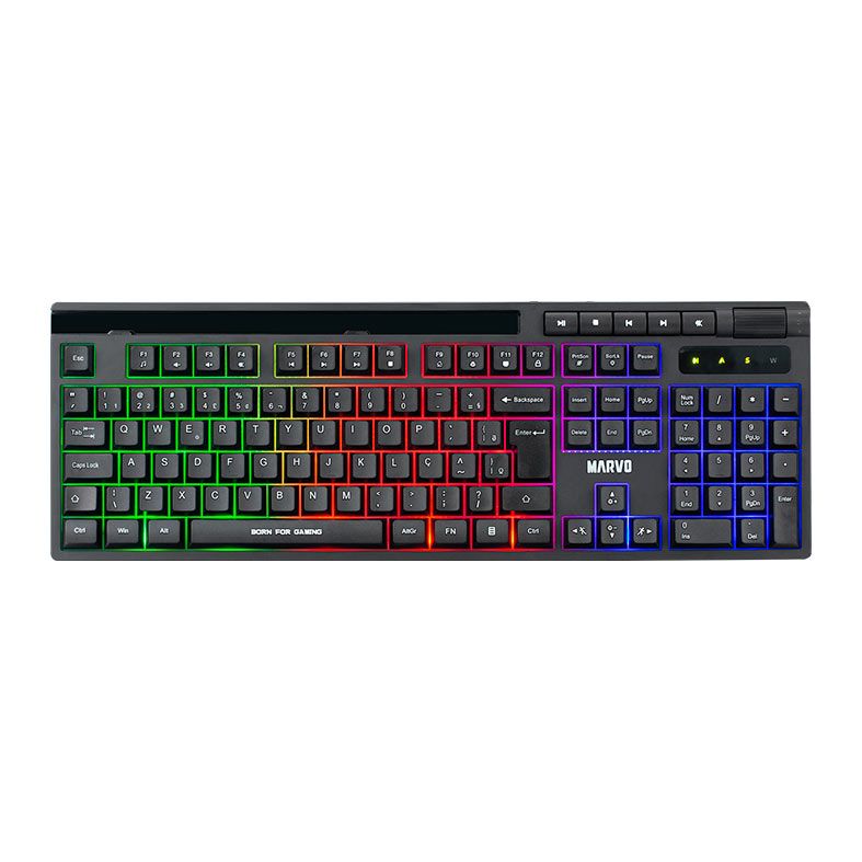 Teclado Gamer Marvo Soldat S40, Rainbow, ABNT2, Preto, K603-PT