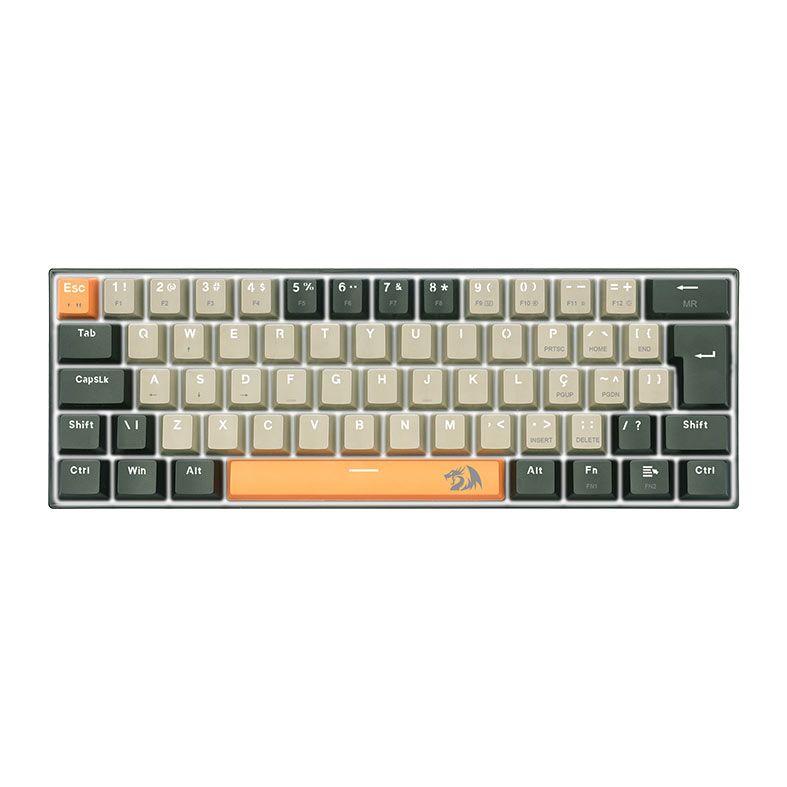 Teclado Mecanico Redragon Lakshmi Sunrise, Led Branco, ABNT2, Switch Marrom, K606-OG-GY-BK