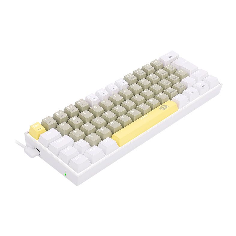 Teclado Mecanico Redragon Lakshmi Sunshine, Led Branco, ABNT2, 60%, Switch Marrom, K606-YL-GY-WT