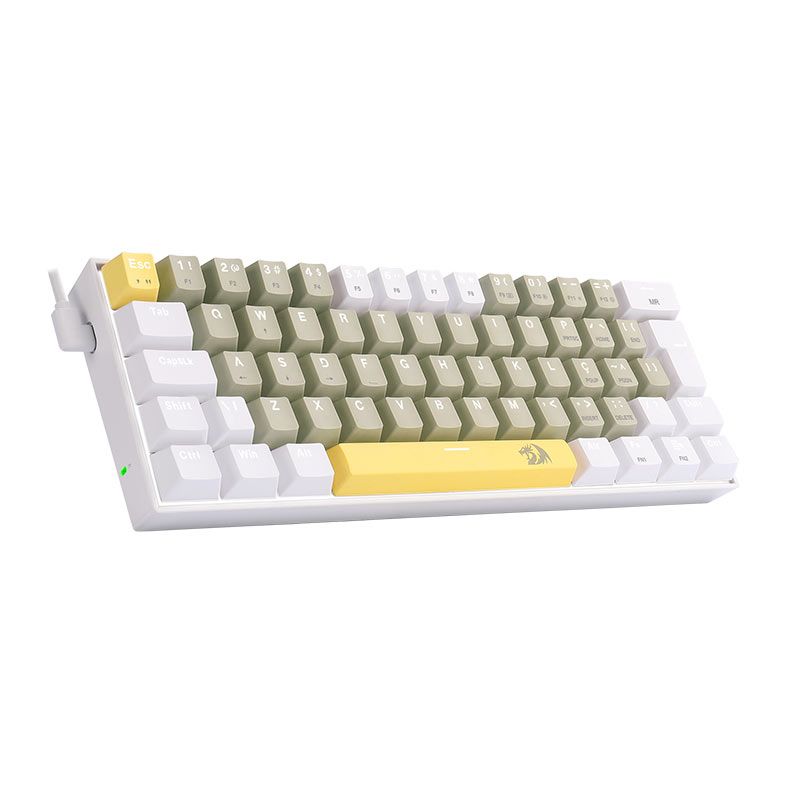 Teclado Mecanico Redragon Lakshmi Sunshine, Led Branco, ABNT2, 60%, Switch Marrom, K606-YL-GY-WT