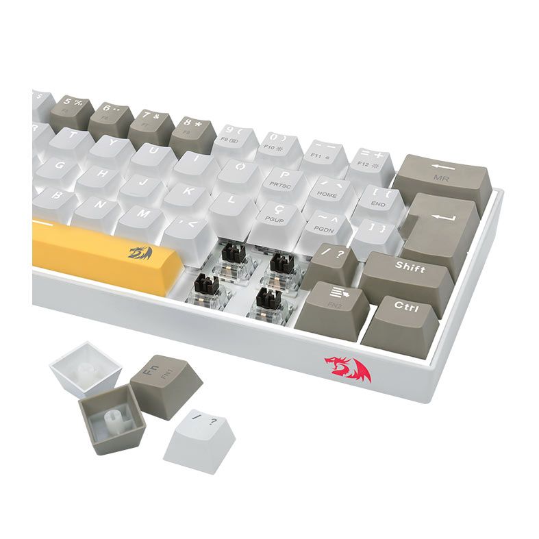 Teclado Mecanico Redragon Lakshmi Daylight, Led Branco, ABNT2, Switch Marrom, K606-YL-WT-GY