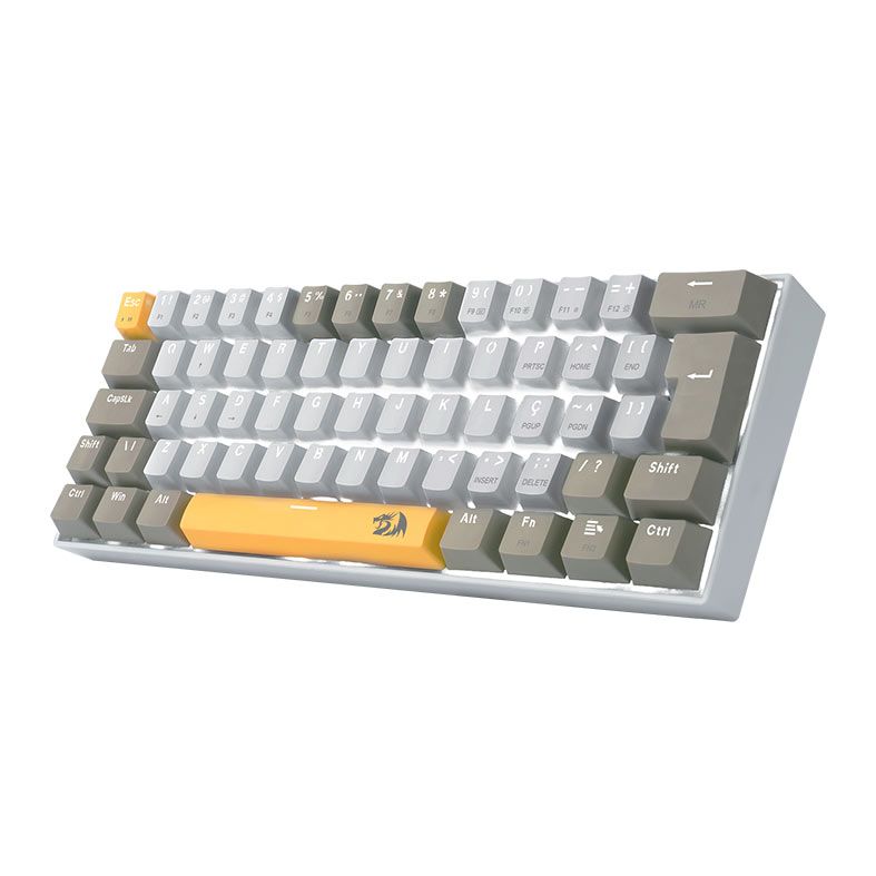 Teclado Mecanico Redragon Lakshmi Daylight, Led Branco, ABNT2, Switch Marrom, K606-YL-WT-GY