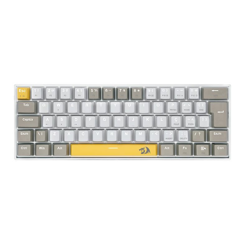 Teclado Mecanico Redragon Lakshmi Daylight, Led Branco, ABNT2, Switch Marrom, K606-YL-WT-GY