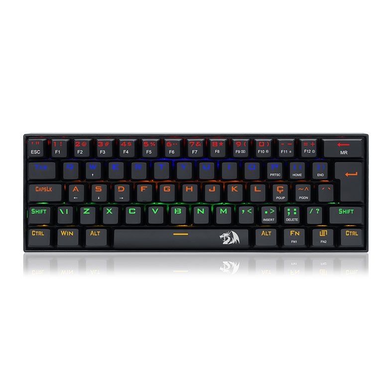 OPENBOX Teclado Mecanico Redragon Lakshmi, Rainbow, ABNT2, Compacto, Switch Azul, K606R-PT-BLUE