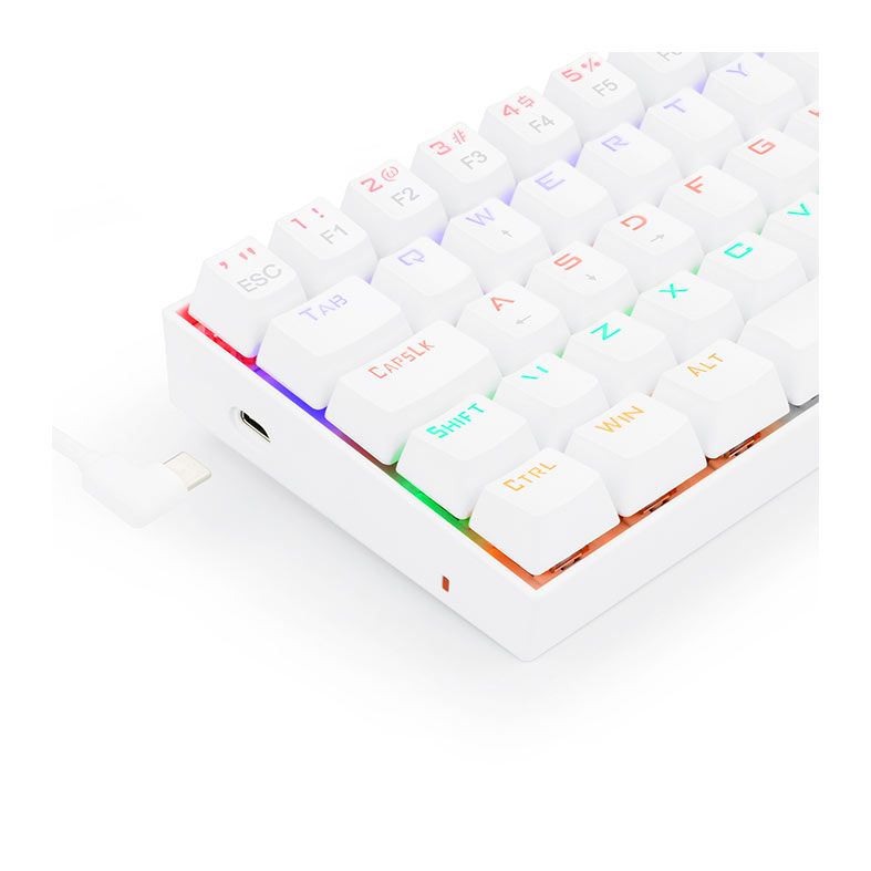 Teclado Mecanico Redragon Lakshmi, Rainbow, ABNT2, Switch Vermelho, Lunar White, K606W-R-PT-RED