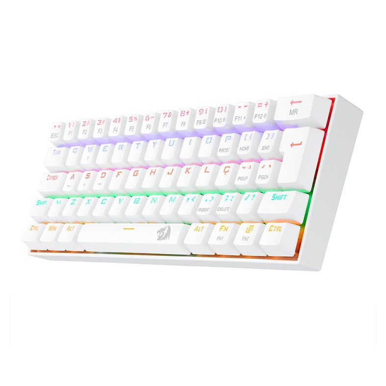 Teclado Mecanico Redragon Lakshmi, Rainbow, ABNT2, Switch Vermelho, Lunar White, K606W-R-PT-RED