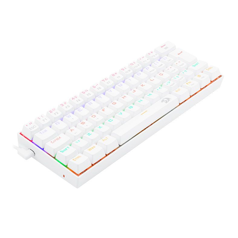 Teclado Mecanico Redragon Lakshmi, Rainbow, ABNT2, Layout 60%, Switch Azul, Lunar White, K606W-R