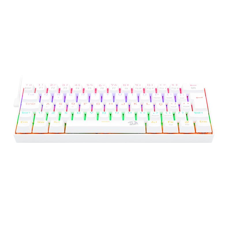 Teclado Mecanico Redragon Lakshmi, Rainbow, ABNT2, Layout 60%, Switch Azul, Lunar White, K606W-R