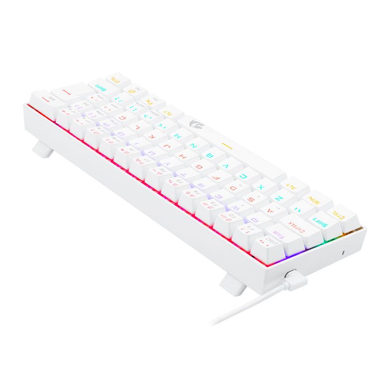 Teclado Mecanico Redragon Lakshmi, Rainbow, ABNT2, Layout 60%, Switch Azul, Lunar White, K606W-R