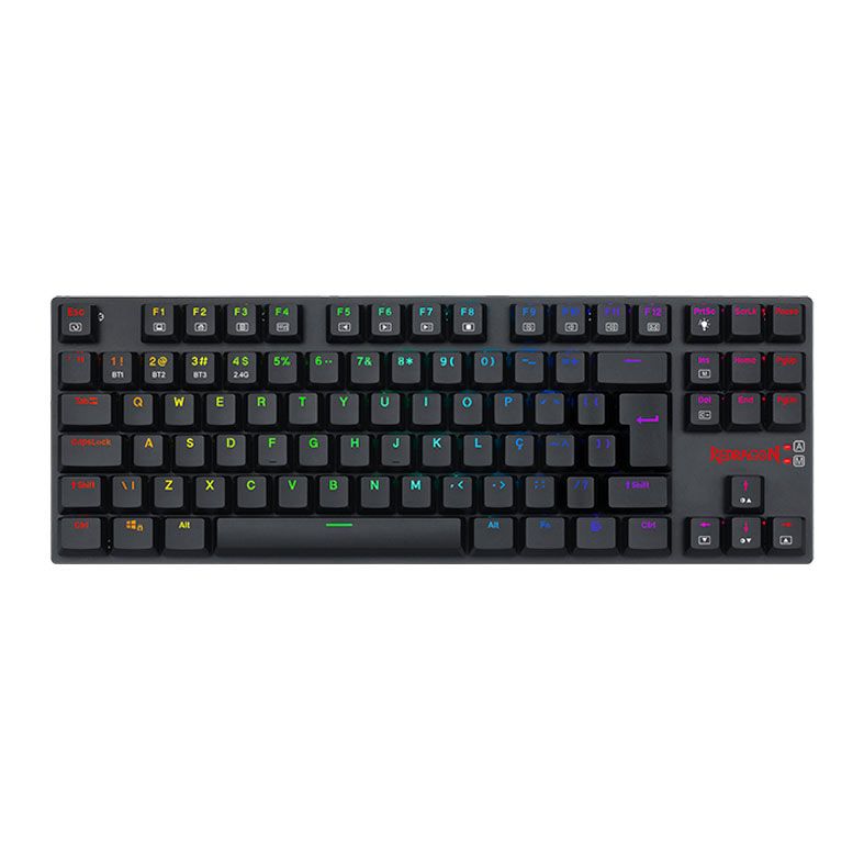 Teclado Mecanico Gamer Redragon APS Dual Pro, RGB, Switch Blue, ABNT2, Tri-Mode, Preto, K607P-KBS-PT-BLUE