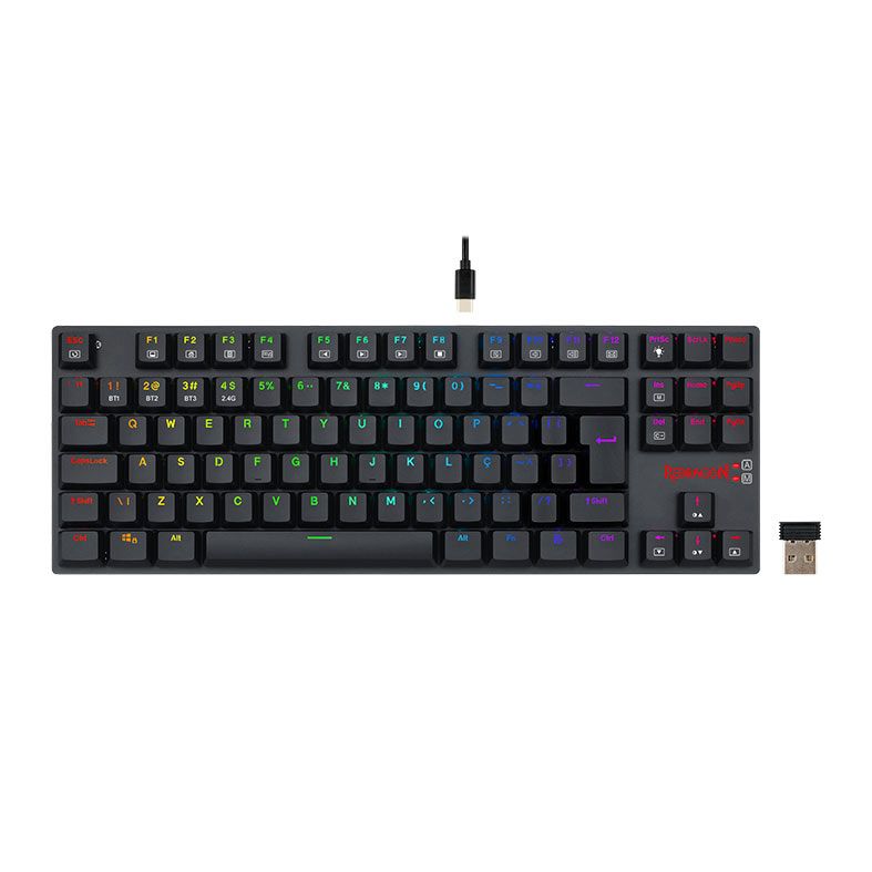 Teclado Mecanico Redragon APS Pro, RGB, Tri-Mode, Switch Marrom, Preto, K607P-KBS-PT-BROWN