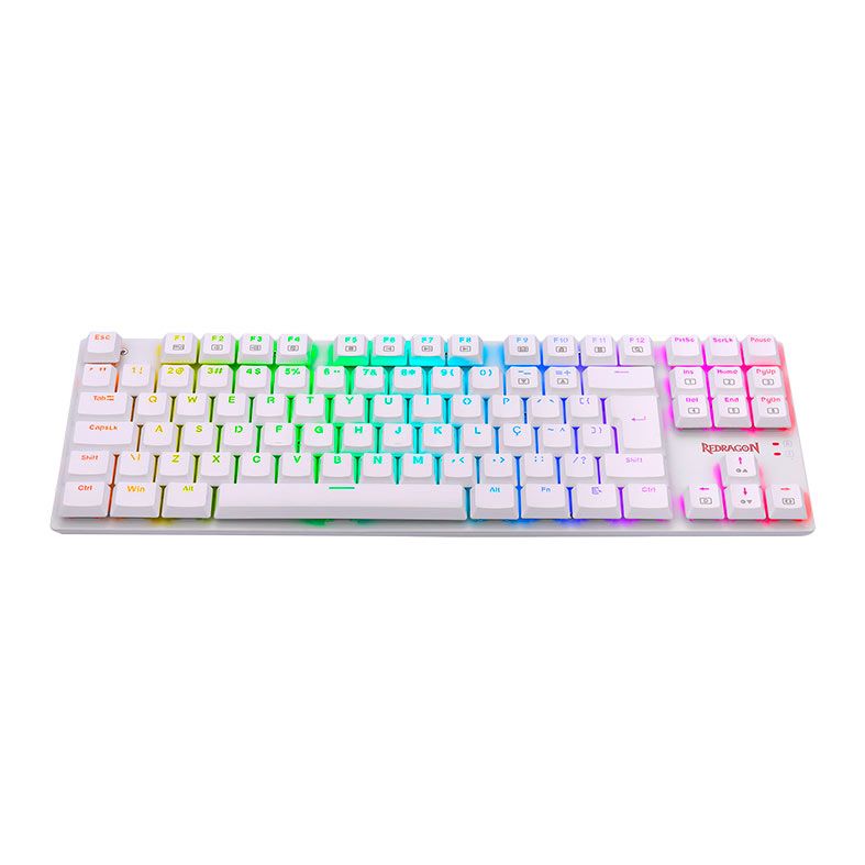 Teclado Mecanico Gamer Redragon APS, RGB, Switch Azul, Branco, K607W-RGB-PT-BLUE