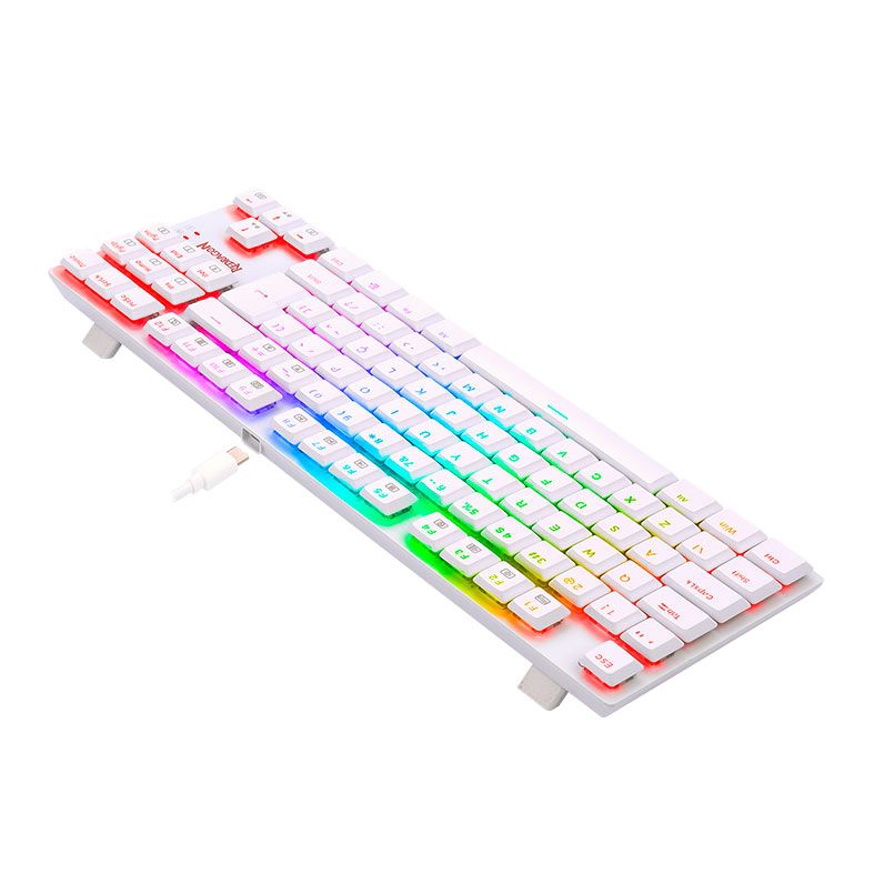 Teclado Mecanico Gamer Redragon APS, RGB, Switch Azul, Branco, K607W-RGB-PT-BLUE