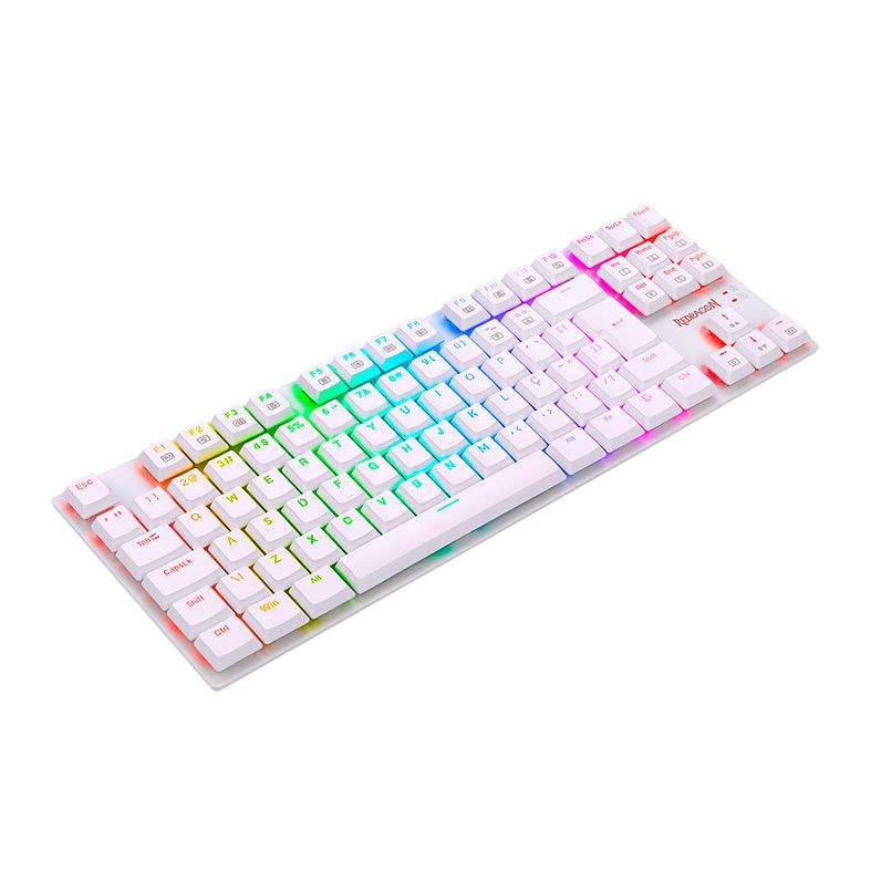 Teclado Mecanico Gamer Redragon APS, RGB, Switch Azul, Branco, K607W-RGB-PT-BLUE