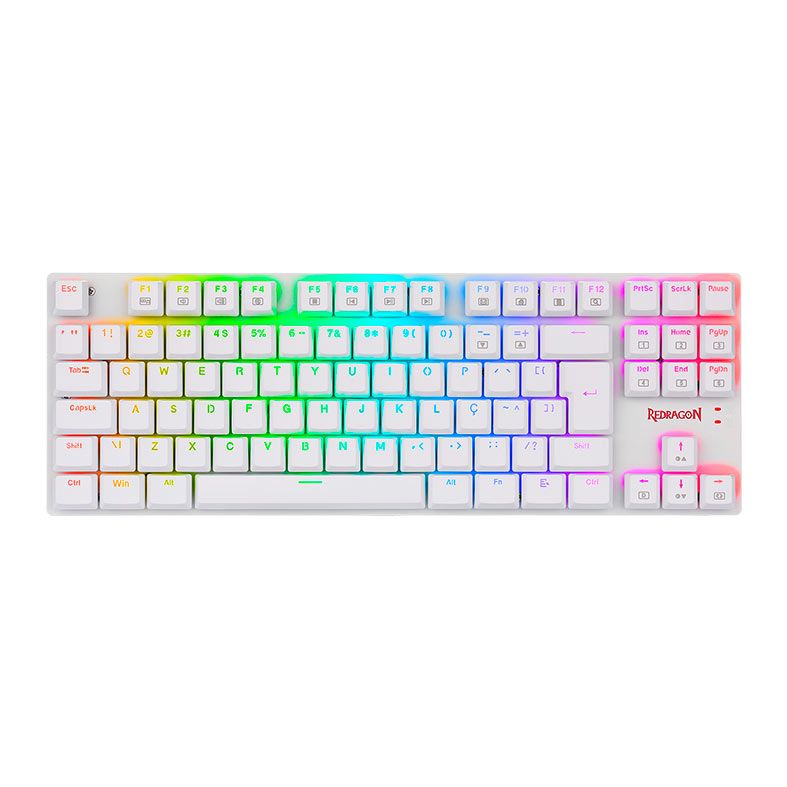 Teclado Mecanico Gamer Redragon APS, RGB, Switch Azul, Branco, K607W-RGB-PT-BLUE