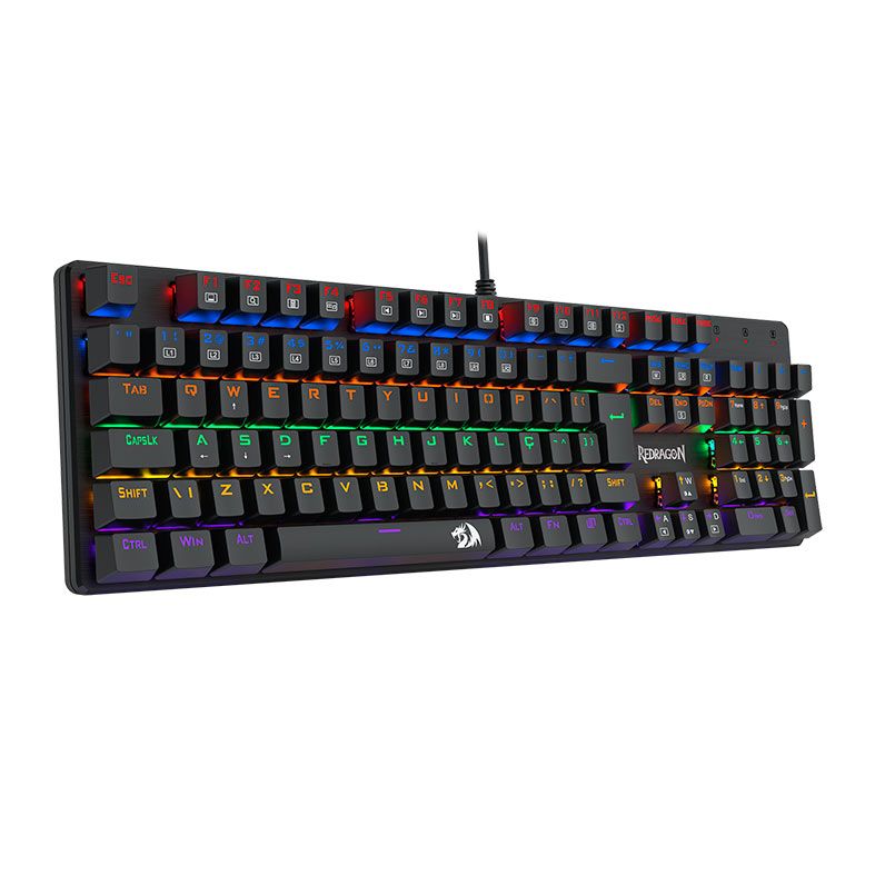 Teclado Mecanico Gamer Redragon Valheim, Rainbow, Switch Azul, USB, Preto, K608-R-PT-BLUE