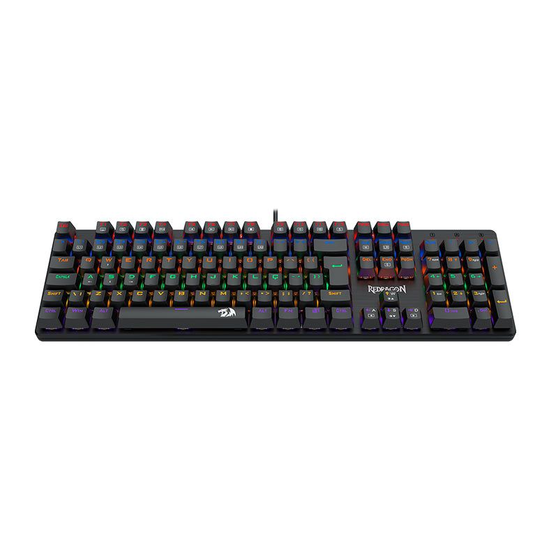 Teclado Mecanico Gamer Redragon Valheim, Rainbow, Switch Azul, USB, Preto, K608-R-PT-BLUE