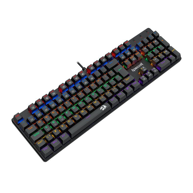 Teclado Mecanico Gamer Redragon Valheim, Rainbow, Switch Azul, USB, Preto, K608-R-PT-BLUE