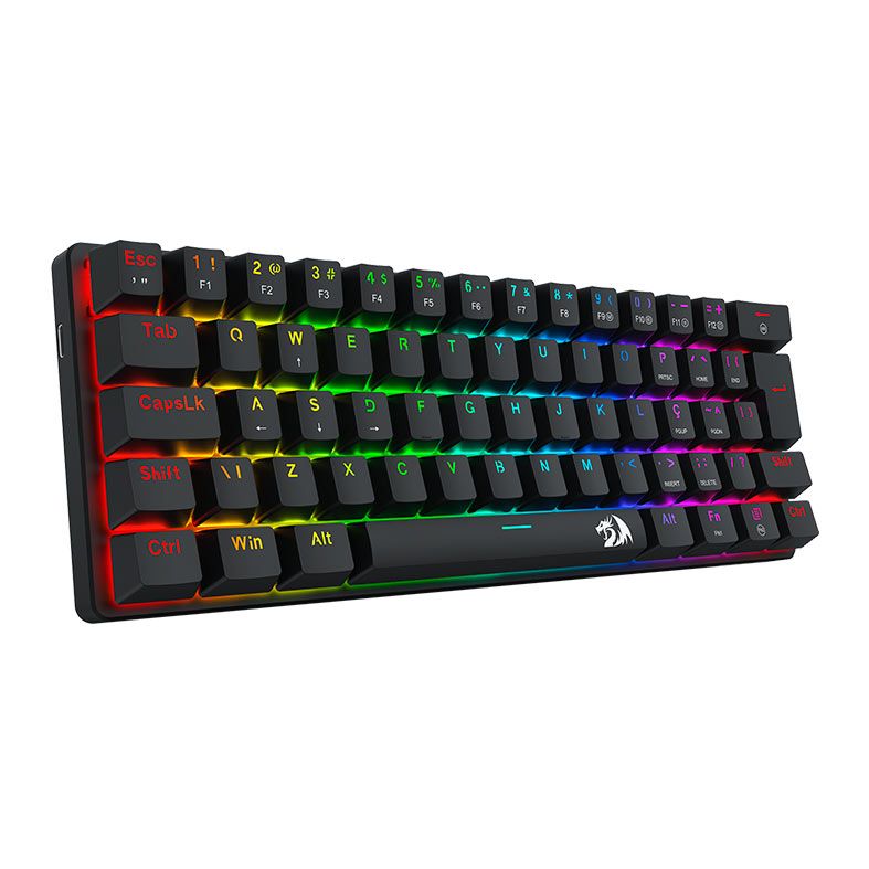 Teclado Mecanico Redragon Jax, Rainbow, ABNT2, Switch Marrom, Preto, K613-KB-PT-BROWN