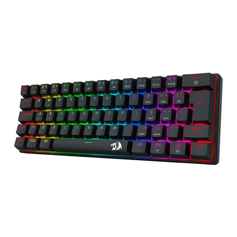 Teclado Mecanico Redragon Jax, Rainbow, ABNT2, Switch Marrom, Preto, K613-KB-PT-BROWN