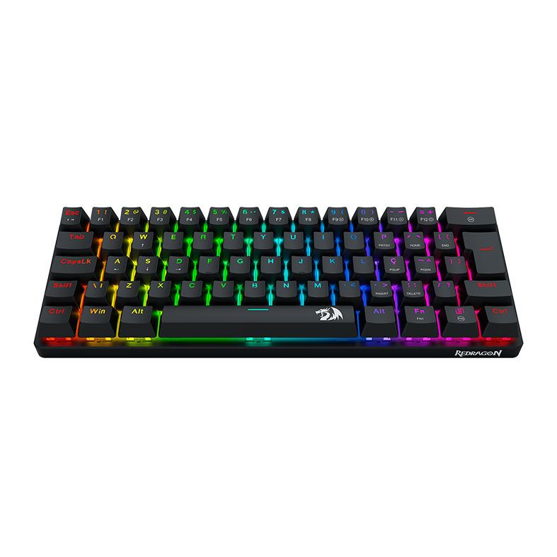 Teclado Mecanico Redragon Jax, Rainbow, ABNT2, Switch Marrom, Preto, K613-KB-PT-BROWN