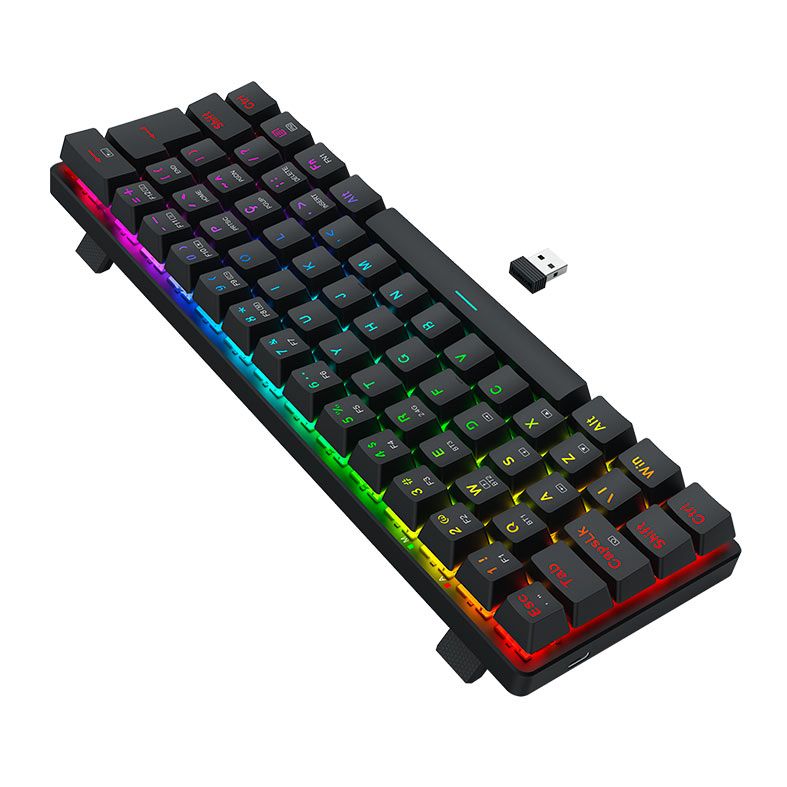 Teclado Mecanico Redragon Jax Pro, RGB, ABNT2, Switch Marrom, Wireless, Preto, K613-KBS PT-BROWN