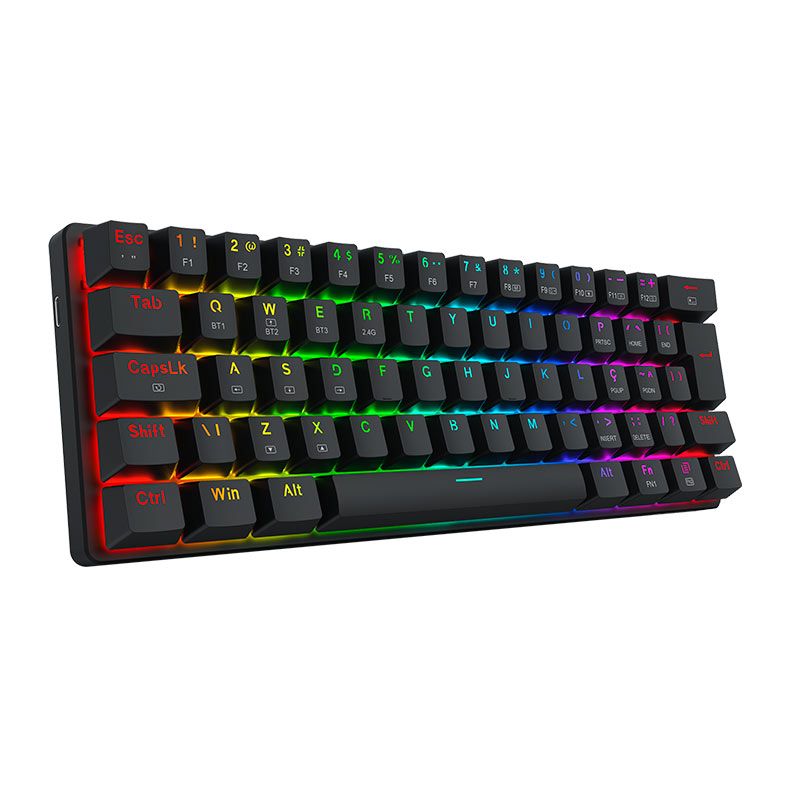 Teclado Mecanico Redragon Jax Pro, RGB, ABNT2, Switch Marrom, Wireless, Preto, K613-KBS PT-BROWN