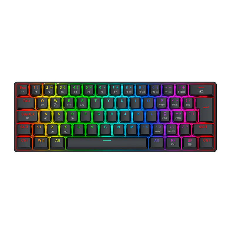 Teclado Mecanico Redragon Jax Pro, RGB, ABNT2, Switch Marrom, Wireless, Preto, K613-KBS PT-BROWN
