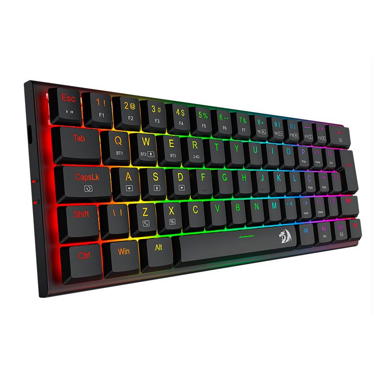 Teclado Mecanico Redragon Anivia Pro, RGB, ABNT2, Switch Marrom, Wireless, Preto, K614RGB-PRO-PT-BROWN