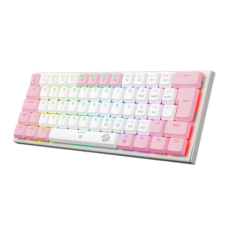 Teclado Mecanico Gamer Redragon Anivia, RGB, ABNT, Switch Marrom, Branco e Rosa, K614WP-RGB-PT-BROWN