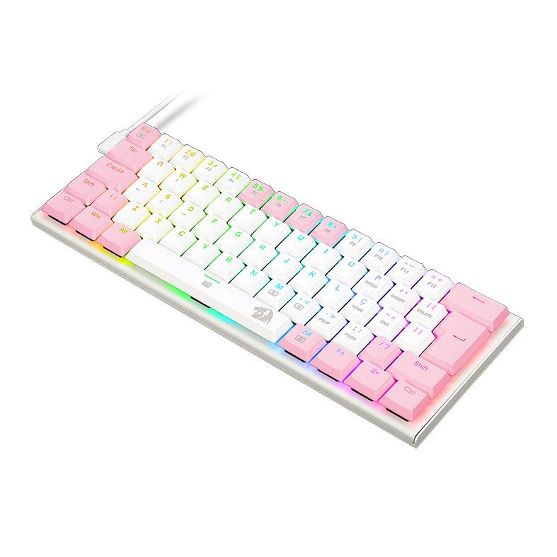 Teclado Mecanico Gamer Redragon Anivia, RGB, ABNT, Switch Marrom, Branco e Rosa, K614WP-RGB-PT-BROWN