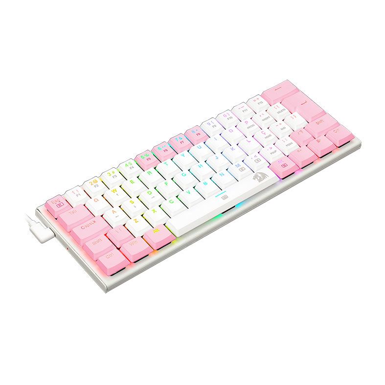 Teclado Mecanico Gamer Redragon Anivia, RGB, ABNT, Switch Marrom, Branco e Rosa, K614WP-RGB-PT-BROWN