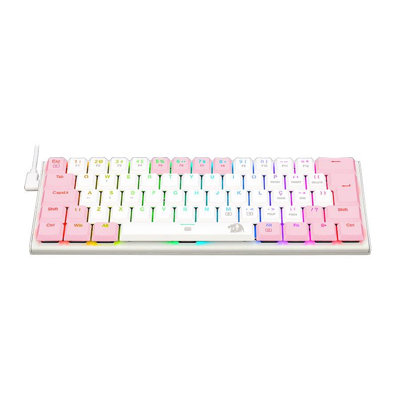 Teclado Mecanico Gamer Redragon Anivia, RGB, ABNT, Switch Marrom, Branco e Rosa, K614WP-RGB-PT-BROWN