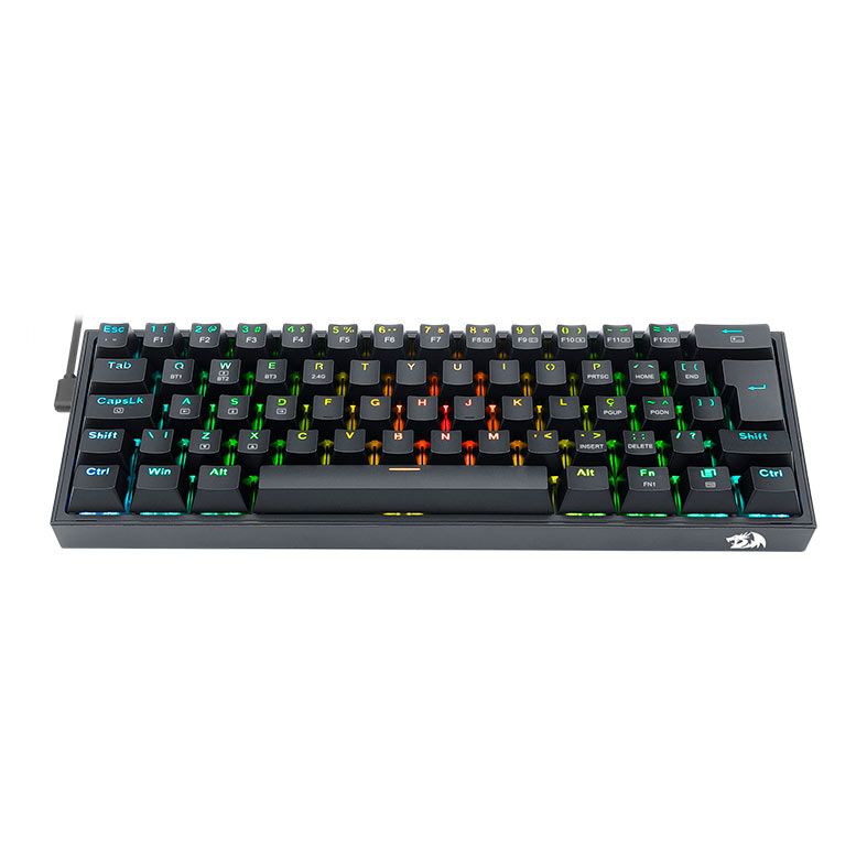 Teclado Mecanico Gamer Redragon Fizz Pro, RGB, Wireless, Switch Brown, Preto, K616-RGB-B-BROWN
