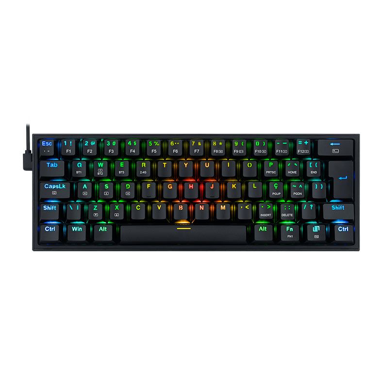 Teclado Mecanico Gamer Redragon Fizz Pro, RGB, Wireless, Switch Brown, Preto, K616-RGB-B-BROWN